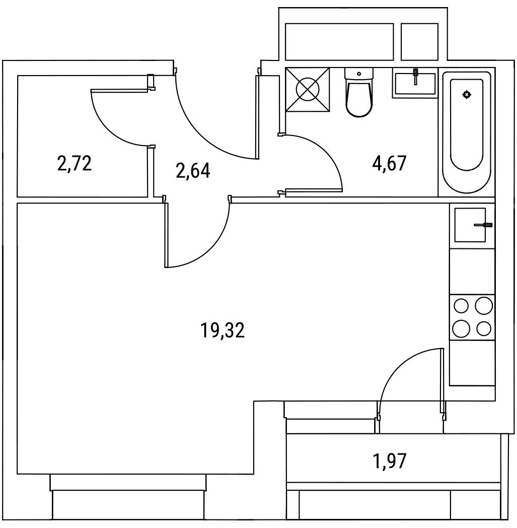 ЖК «ALIA (АЛИА)» в районе СЗАО от официального застройщика ASTERUS. Планировка Студии | Naydikvartiru.ru