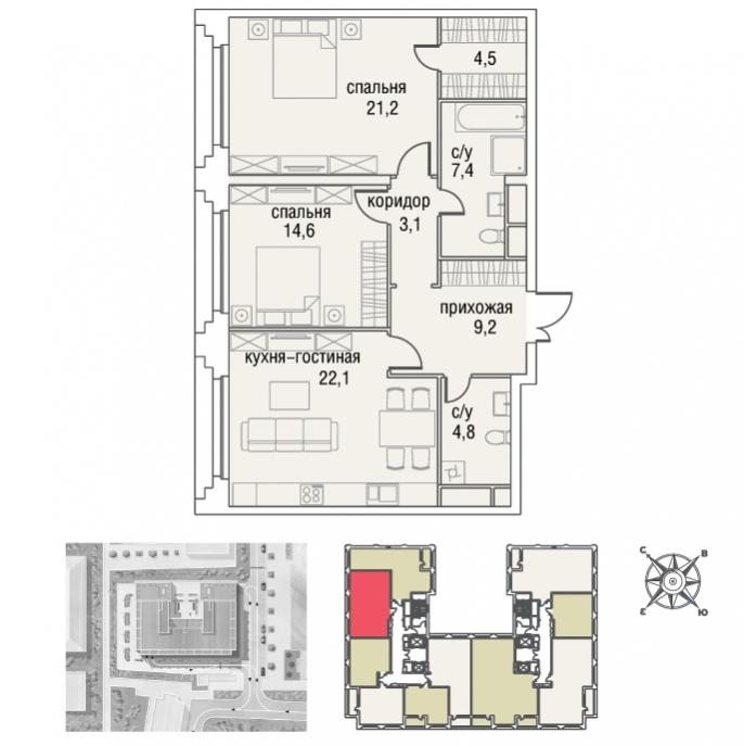 2-х комнатная квартира ЖК «Оливковый дом» в районе ЗАО от официального застройщика «ДОНСТРОЙ» | Naydikvartiru.ru