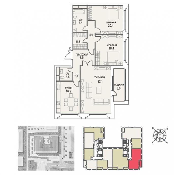 3-х комнатная квартира ЖК «Оливковый дом» в районе ЗАО от официального застройщика «ДОНСТРОЙ» | Naydikvartiru.ru
