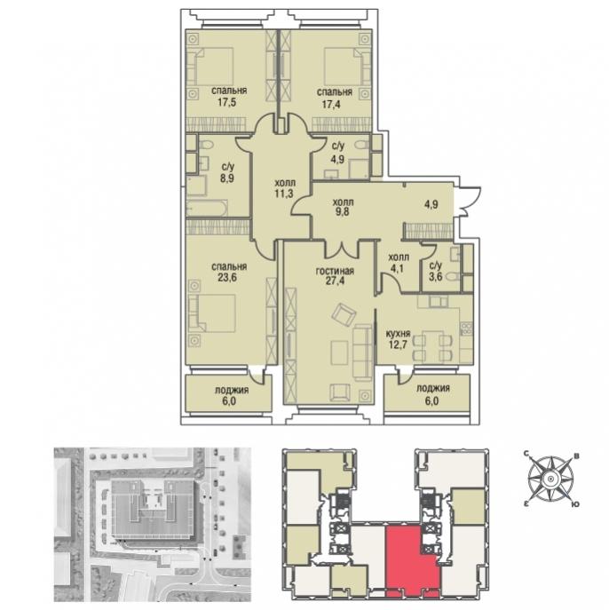 3-х комнатная квартира ЖК «Оливковый дом» в районе ЗАО от официального застройщика «ДОНСТРОЙ» | Naydikvartiru.ru